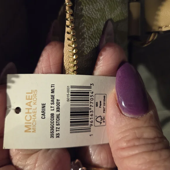 Michael Kors Green and Tan Mini Bag with Signature Monogram - Picture 4 of 9